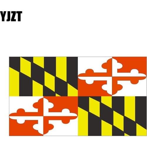 YJZT 16.3CM*9.2CM MARYLAND Reflective Flag Car Sticker Creative Decal Car Styling 6-0535