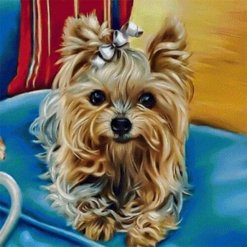 Animal Yorkshire Terrier Pre-Printed 11CT Cross Stitch DIY Embroidery Patterns DMC Threads Needlework Handmade Sales