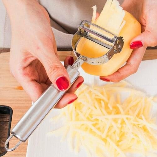 Yooap Kitchen Dual-use Peeler&Graters Peeling Thin Sharp Smiley Stainless Steel Zesters for Avocado Apple Potato Vegetable Fruit
