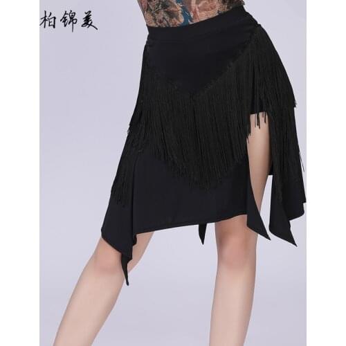 Latin dance skirt new female adult clothing half-length fringed skirt sexy competition practice irregular professional dance ski