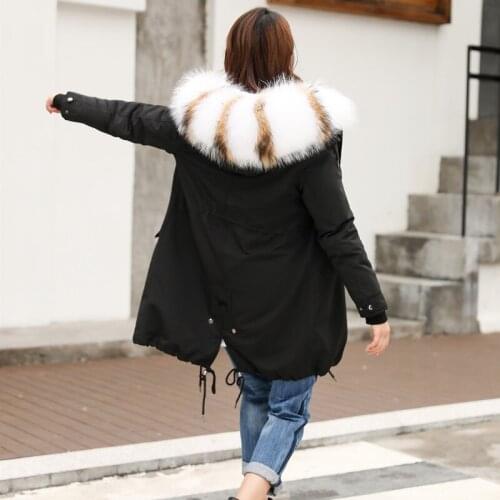Rabbit Winter Coat Rex Women Real Fur Parka Long Jacket Abrigos Mujer Invierno 2020 404 YY986