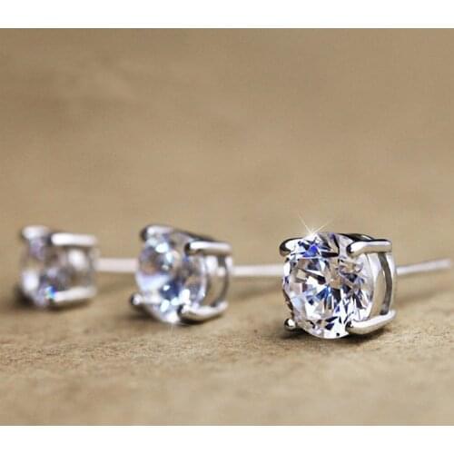 REETI 925 Sterling Silver Classic Fashion 4mm 5mm 6mm 7mm 8mm Five Claws Zircon Stud Earrings For Women Men Gift Oorbellen