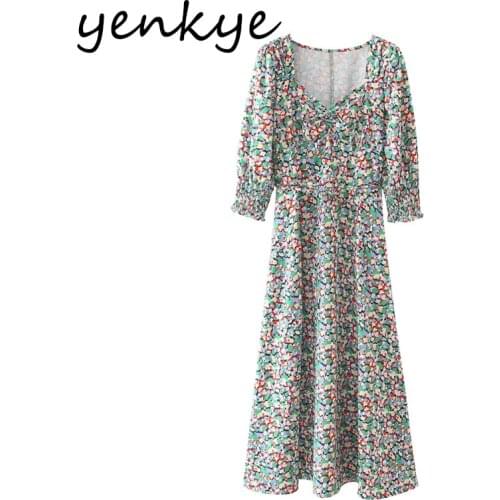 Multicolor Floral Print Elegant Dress Women Sexy V Neck Sashes A-line Slim Holiday Long Dress Summer Vestido