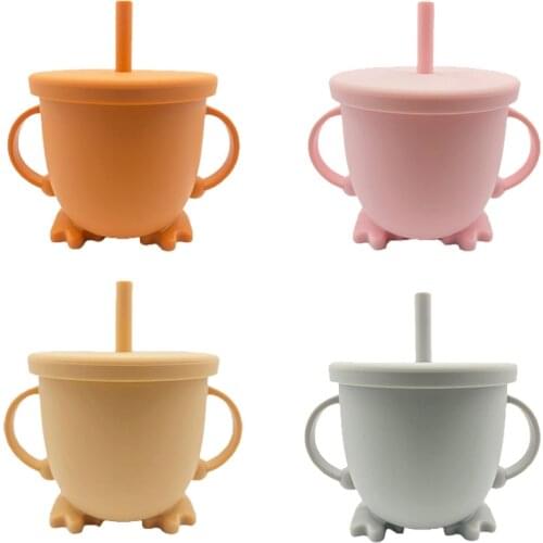 1pc Baby Feeding Cups Silicone Sippy Cup Leakproof Training Cup With Double Handles Soft And Resistant To Falling Sippy kids Cup