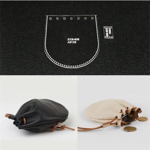 1pcs Handmamde Coin Purse Acrylic Template Leather Pattern DIY Hobby Leathercraft Sewing Pattern Stencils 12x11cm