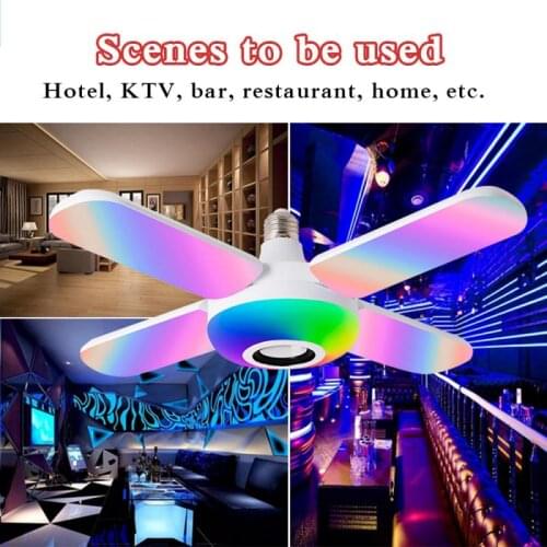 1pc Blue tooth Music Light Three-dimensional RGB Smart Remote Control 4 Leaves Foldable Ceiling Lamp Home Bedroom Music Light