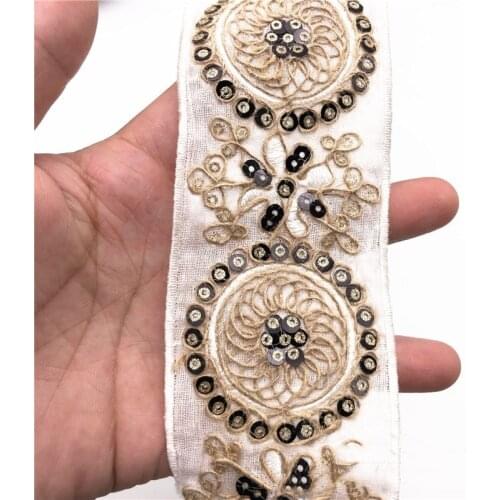 1 Yards Lace Trim Ribbon Fabric Embroidered Trimmings for Sewing Applique Lace Fabric Decorative Wedding Applique