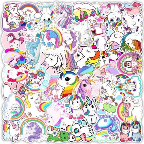 10/50/100PCS Cute Unicorn Graffiti Stickers Aesthetics Laptop Phone Water Bottle Luggage Bike Waterproof Sticker Decal Kid Toy
