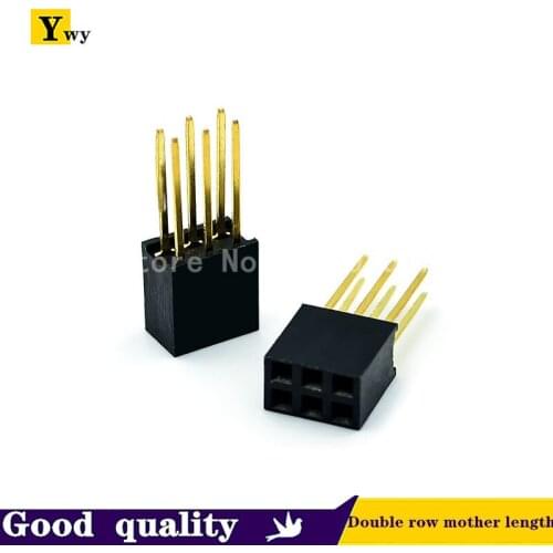 10PCS Extended Female Row 2*3pin 2.54MM Pitch Pin Length 11mm Double Row Long Pin Female seat Environmental Protection