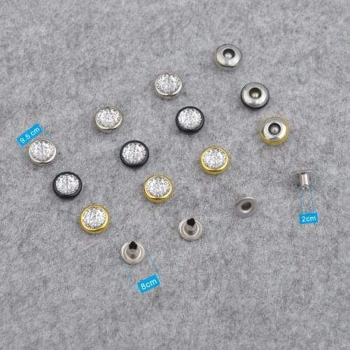120pcs Free shipping 9.5mm brass rhinestone rivets arcylic stone rivets nail Silver-Black-Gold diamond rivets ZD-004