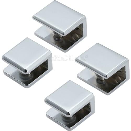 20PCS Zinc Alloy Square Shape Chrome Finished Glass Clamps Shelves Support Bracket Clips For 5 to 12mm Glass Board JF1787
