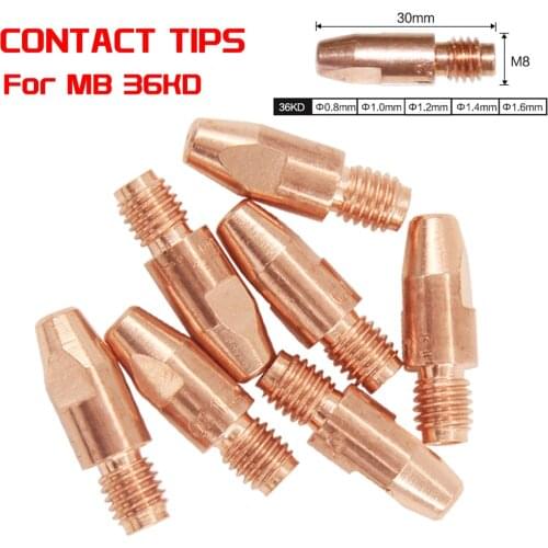 36KD MIG WeldingTorch Tips Consumables M8*30mm 0.8/1.0/1.2/1.4 mm Holder Torch Gun Nozzle MIG/MAG Co2/Gas Soldering Accessories