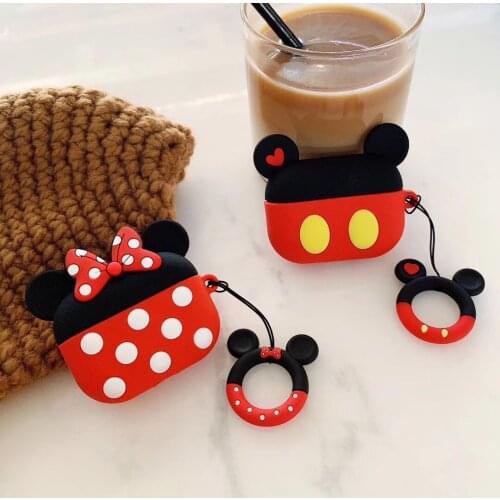 3D Cartoon Silicone Pouch For Airpods 2 Pro Charger Box Earphone Case Bag Anti-dust With Ring Strap Housing