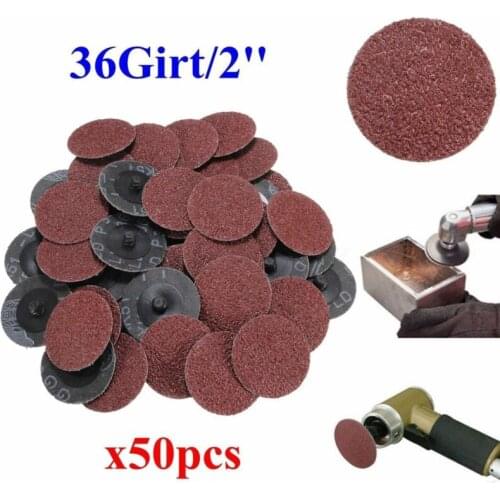 50Pcs 2 Inch 50mm Roloc Sanding Discs Roll Lock Surface Sanding Discs Pad Polishing Sandpaper Quick Change Disc For Rotary Tool