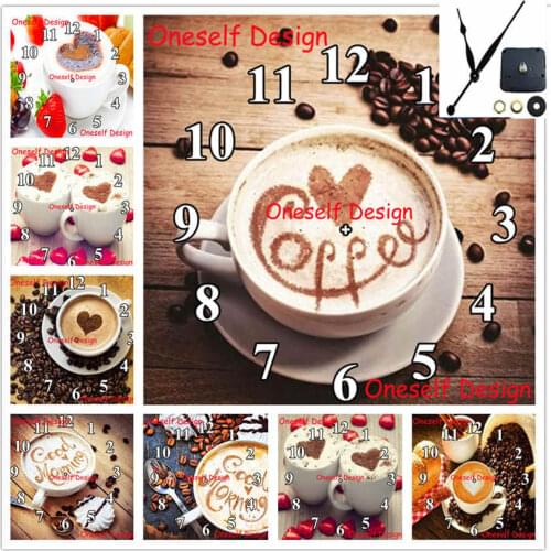 5d diamond painting cross stitch with Mechanical clock coffee 5d diamond embroidery full clock diamond mosaic sale wall sticker