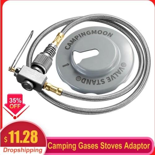 CAMPINGMOON Camping Gases Stoves Adaptor Flat Gases Tanks Connection Wire with Valve Flat Gases Tanks Connection Line