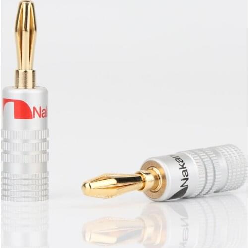 BA1427 Banana Connectors Excellent New 24K Gold Nakamichi Plug For Audio Video Speaker Connector Black Red Color