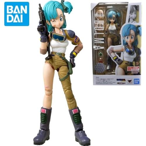 Bandai SHF Dragon Ball 15cm Bulma Motorcycle Suit Anime Model Action Figure Adult Doll Decoration Toy Child Birthday Gift