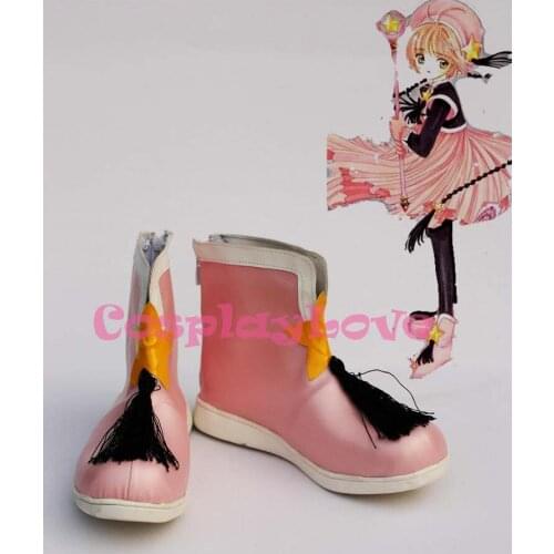 Cardcaptor Sakura Kinomoto Sakura Pink Combat Cosplay Shoes Boots Hand Made For Halloween Christmas Festival CosplayLove