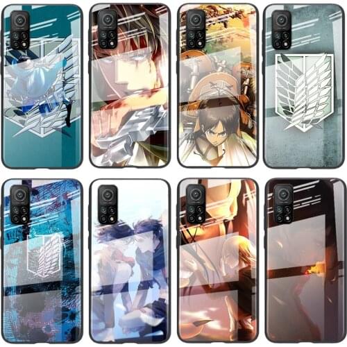 Tempered Glass Hot Luxury Cover Attack on Titan For Xiaomi POCO F3 F2 X3 NFC X2 M2 Pro Shockproof Shell Phone Case