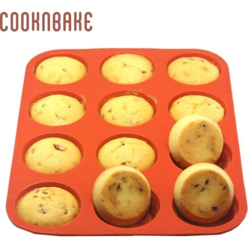 COOKNBAKE Silicone cupcake Mold 12 hole Muffin mould Jello Pudding biscuit cake baking tool DIY cake decorating round soap tool