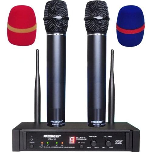 FB-U10 Dual Way Dynamic Capsule 2 Metal Handheld Church School Meeting Sing Karaoke Dj UHF Wireless Microphone