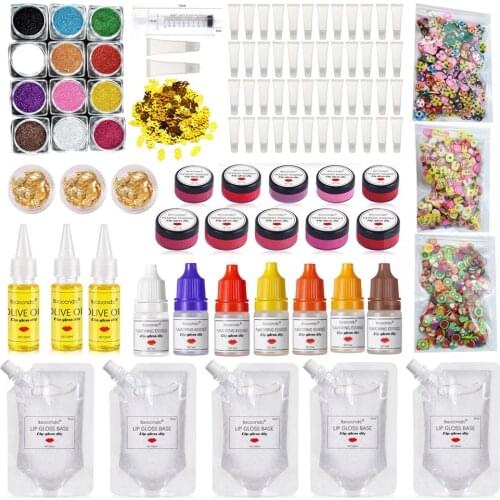 Wholesale Lip Gloss DIY Kit Moisturizing Lip Gloss Base Gel Clear Kids Glossy Nude Glitter Kit Vegan Lipgloss Tubes Container