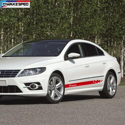 Racing Sport Stripes Car Door Side Skirt Sticker For Volkswagen-Passat CC FSI TSI Auto Body Decor Vinyl Decals Accessories