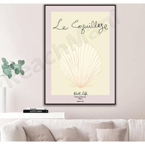 Shell Art, Beach House Coastal Sea Shell Print, Tropical Art Bohemian Shell Wall Modern Home Wall Decoration Poster