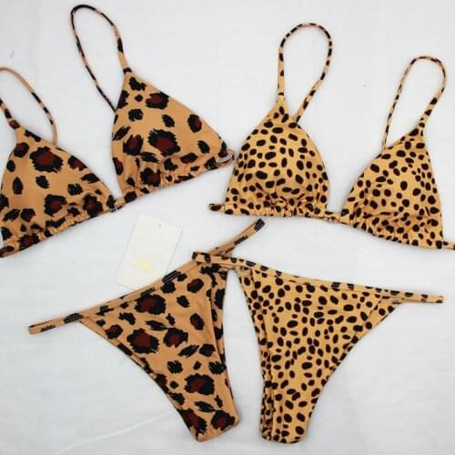 2019 Hot Sexy Leopard Print Bikini Set Women Triangle Push Up Unpadded Swimwear Swimming Bra Beachwear Stretch Slim