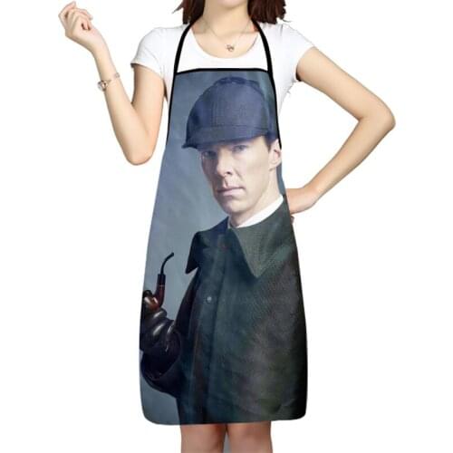 Sherlock Printed Kitchen Cooking Baking Aprons Home Cleaning 68*95cm Oxford Fabric For Women Man Home Delantal Cocina
