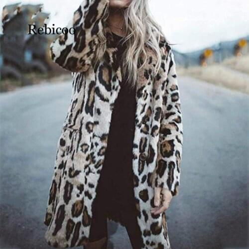 Winter Leopard Warm Jacket Women Fashion Casual Slim Print Fur Jacket Female Harajuku Long Faux Fur Coat Thicken Outwear