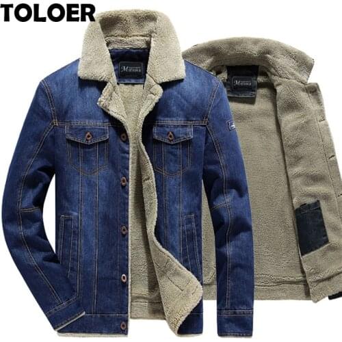 2021 Winter Men Denim Jacket Mens Fashion Casual Jeans Jacket Man Warm Thick Denim Coat Male Fur Collar Bomber Coats Outerwear