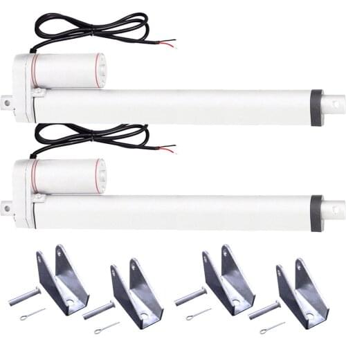 Set of 2pcs 350mm/14inch Stroke1000N/220 Pound Load IP65 Heavy Duty Electric 14" DC 12V Linear Actuators&Mounting Brackets