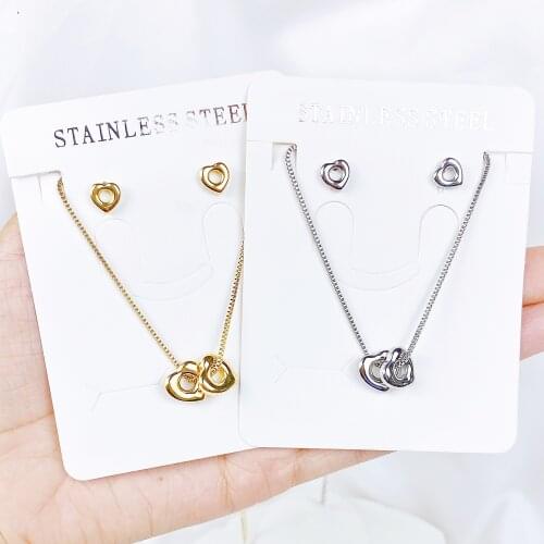 StainlessSteel Set Hollow Heart Choker Necklaces For Women Clavicle Colar Statement Collares Heart Dainty Pendant Necklace Gift