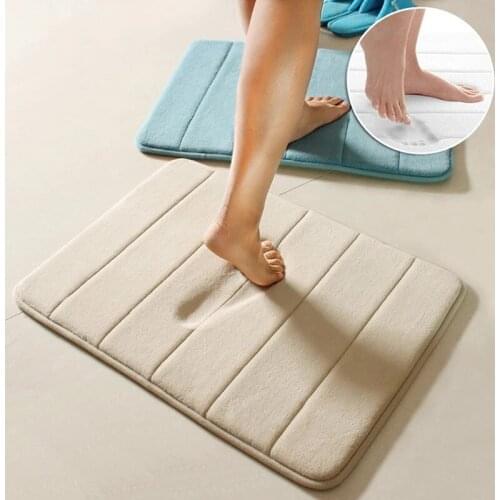 Bedroom Anti-Slip Mat Memory Foam Living Room Mats with Fast Water Absorption Coral Fleece Home Rugs and Carpets Supplies