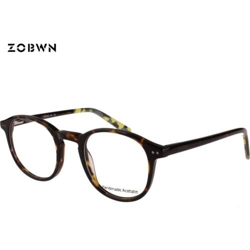 ZOBWN eye glasses rivet Style Vintage Glasses Women Frame Round Eyeglasses unisex Oculos de grau masculinos montures de lunette