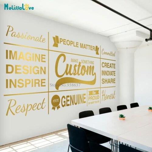 Custom Core Values Words Decor Office Company Meeting Room Decal Removable Vinyl Wall Sticker BD390