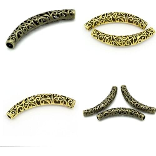 DoreenBeads Zinc Metal Alloy Spacer Beads Tubes Antique Bronze Flower Hollow Color Handmade Necklace Earrings Charms,1 Piece