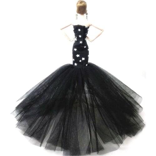 11.5" Dolls Accessories Mermaid Dresses Wedding Gown For Barbie Clothes Elegant Black Star Fishtail Dress Vestidos Kids DIY Toys