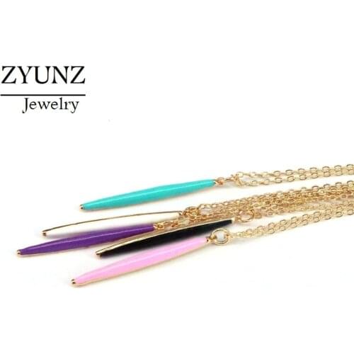10PCS, Long Point Enamel Charm / Pendant, Simple Jewelry, Enamel Bar Charm, point Pendant necklace