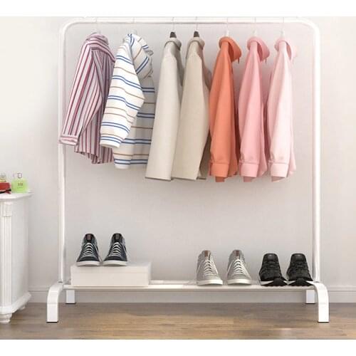 Simple Standing Clothes Rack Drying Hanger Floor Clothes Hanger Rack Storage Shelf Bedroom Furniture