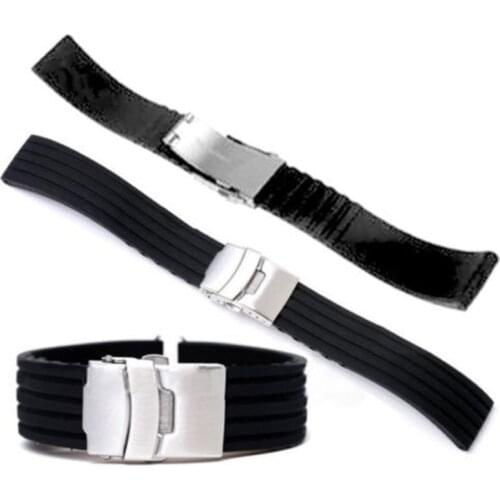 20mm 22mm Silicone Rubber Watch Bands Universal Replacement Strap Deployment Buckle Waterproof Band Sport Wrist Strap