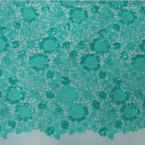 Ocean blue Most beautiful printed guipure lace colorful digital print African lace cupion lace latest designs for fashion dress