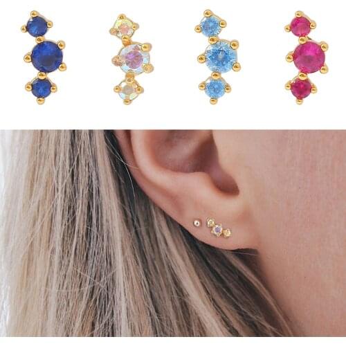 1Pcs Stainless Steel CZ Gem Tragus Helix Cartilage Earring Ear Stud Body Piercing Jewelry For Gift Labret Lip Bar Stud Ear