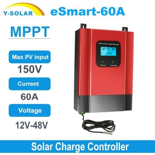 MPPT 60A Solar Charge Controller 12V 24V 36V 48V eSmart3-60A Solar Panel Battery Charge Regulator with Back-light Display RS485