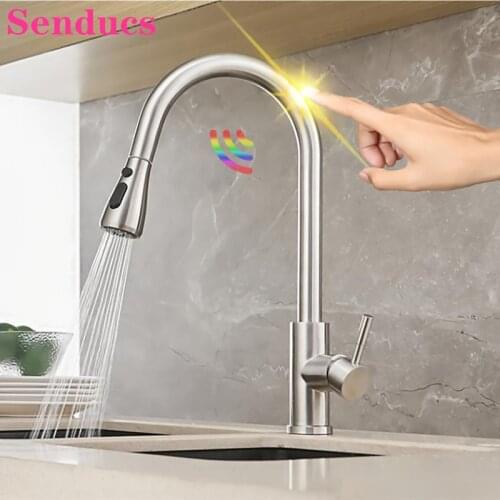 Smart Touch Kitchen Faucets Quality Stainless Steel Hot Cold Kitchen Sink Mixer Tap Brushed Nickel Sensor Touch Kitchen Faucet