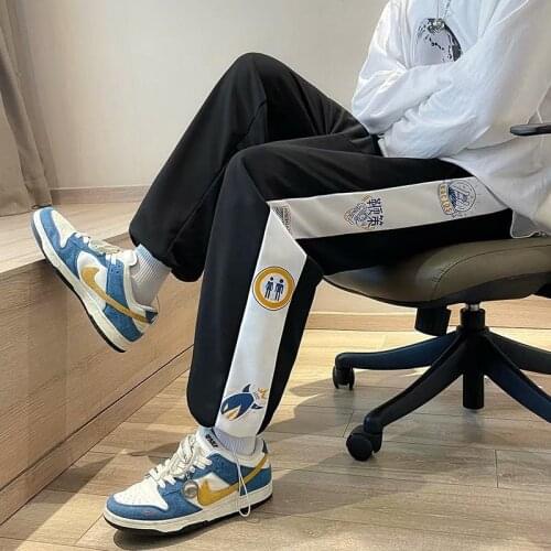 Harajuku Sweatpants Male Korean Style Japanese Streetwear Mens Joggers Wide Anime Cartoon Graffiti Print Hip Hop Casual Pants