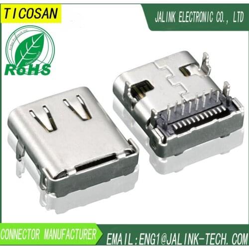 TICOSAN USB 3.1 Type C connector 2 pieces | 24 pin, female SMT Tab jack Version for Ulefone Power 5, MTK6763 Octa Core 6.0