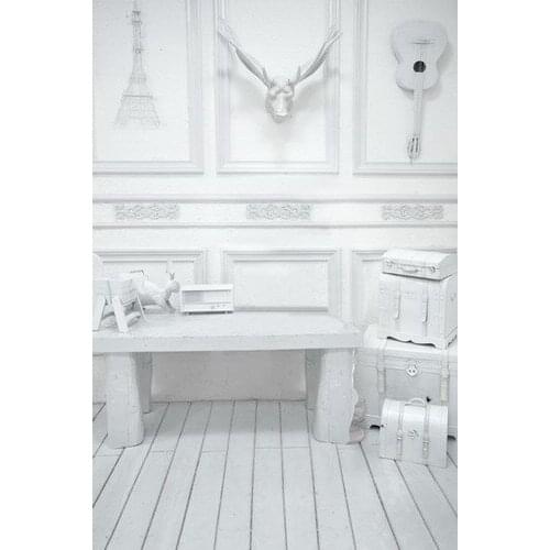 TR 5X7ft White Wall Photo Studio Background White Wooden Floor Indoor Wedding Photographic Backdrops Custom Studio Photo Props